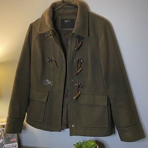S | Dark Green Esprit Toggle Coat | Used